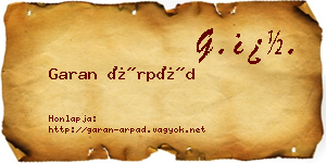 Garan Árpád névjegykártya